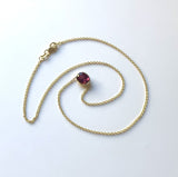 14K Gold Signature Bezel Set Dusty Pink Tourmaline Necklace