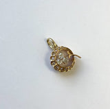 Victorian 18K Gold Crescent Moon and Clover Pendant with Diamonds