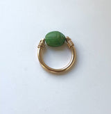 Egyptian Revival Green Scarab 12K Gold Swivel Ring