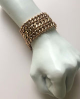 Vintage 14K Rose Gold Triple Stacked Curb Link Vintage Bracelet