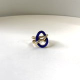 Vintage 14K Gold Blue Enamel Lover's Knot Ring