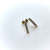 14K Gold Diamond Bar Signature Earrings