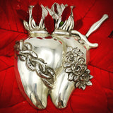 Double Heart 950 Silver Folk Art Milagro Objects of Virtue Kirsten's Corner Jewelry 